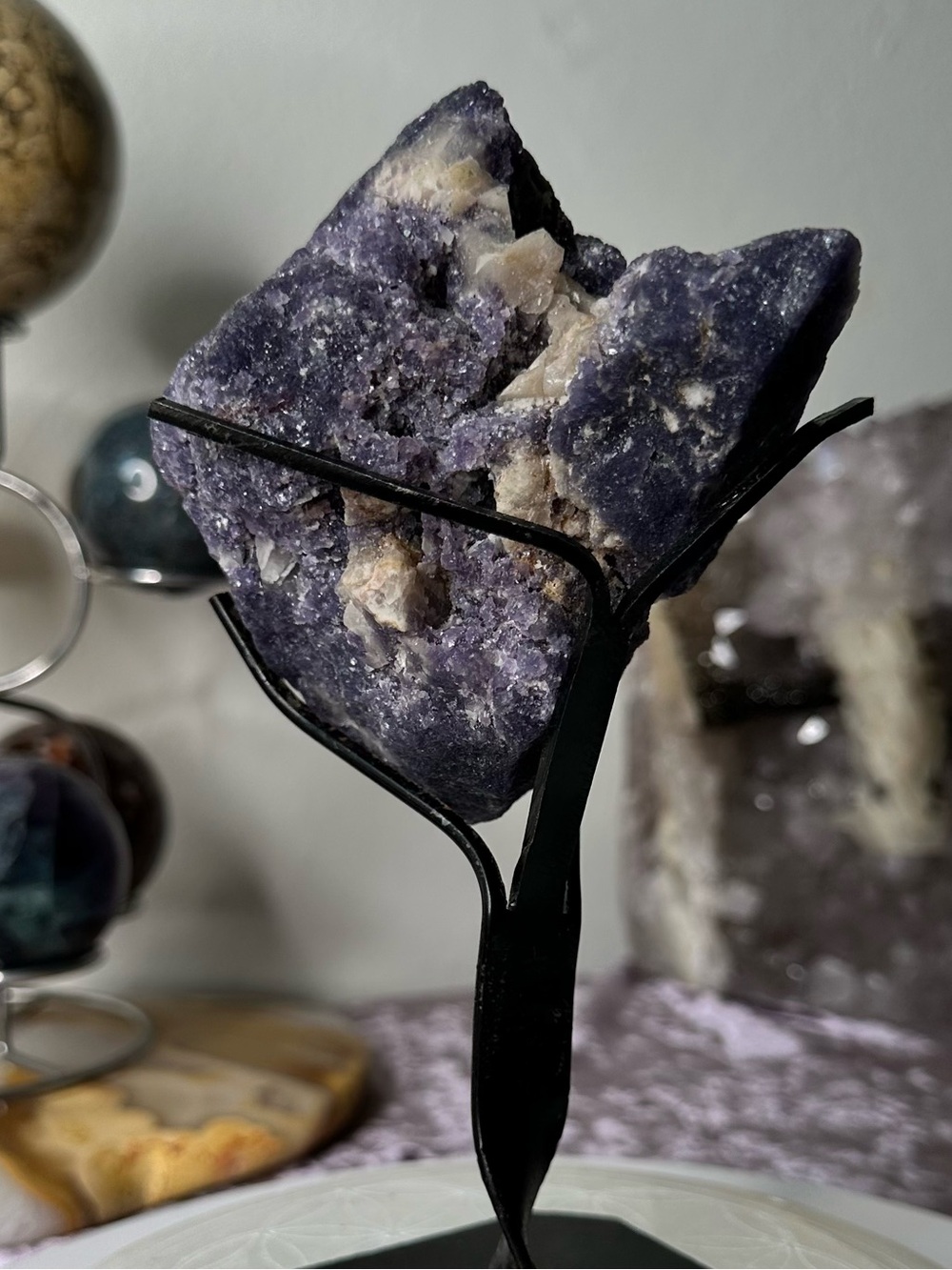 Lepedolite chunk on stand